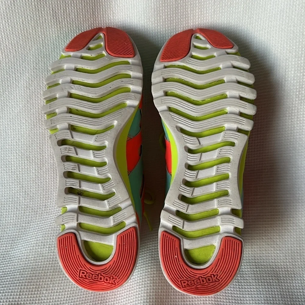 Reebok SubLite Duo Womens Running Shoes Teal Pink Neon Green Sneakers Size 8.5